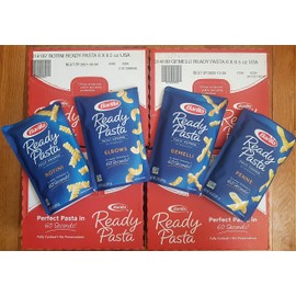 Barilla Fully Cooked READY PASTA, VARIETY 8 Pack: 2 Pouches each of ROTINI, PENNE, ELBOWS, GEMELLI + FREE pack of silver plastic utensils! (8.5 oz each pouch) NEW FOR 2017!