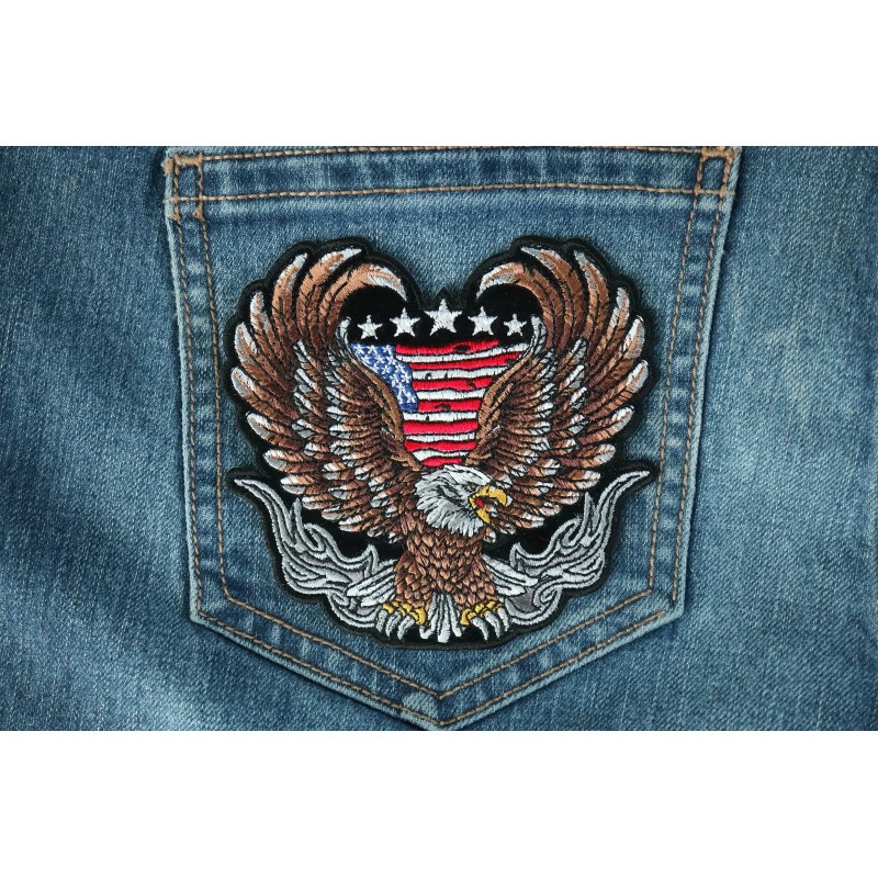 Ivamis Patriotic Biker Eagle Patch Iron on applique - 4x3.8