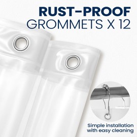 downluxe Set of 2 Clear Shower Curtain Liner, PEVA Heavy Duty Plastic Shower Liner with 3 Magnets, 72" x 72" Waterproof Bathroom Curtain