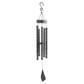 K&K Interiors 16326B 40 Inch Matte W Wind Chime, Black and Silver