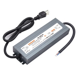 GINRANS 300W IP67 Waterproof Constant Voltage LED Driver Power Supply Transformer, 100-130V AC Universal Input with Plug, Output 24V DC 12.5A Max. for Outdoor LED Lighting
