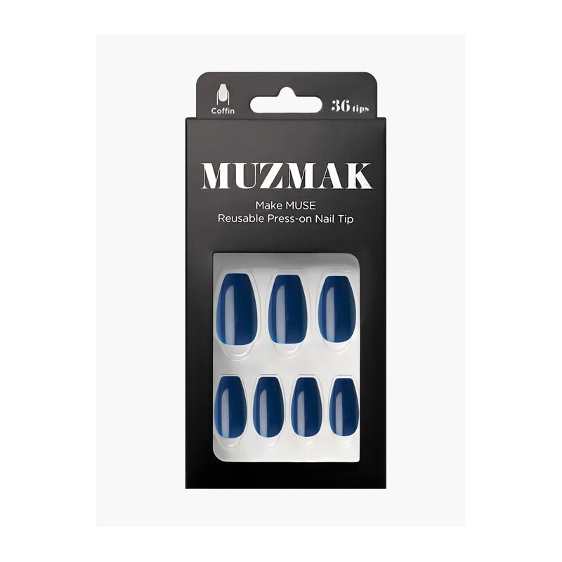 Reusable Nail Tips Modern Navy (Coffin) / 리유저블 네일팁 모던