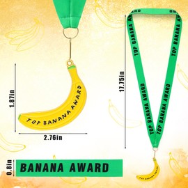 Ecation 12 Pcs Top Banana Medals with Ribbon Banana Award Medals Banana Trophy for Kids, Adults, Sports Zinc Alloy Design, Medals Reward Games Competition Event Supplies Home Classroom