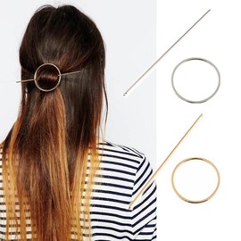 2pcs Round Hair Clips Alloy Single Circle Geometric Hairpin Elegant Fashionable Simple Hair Accessory for Women Girls