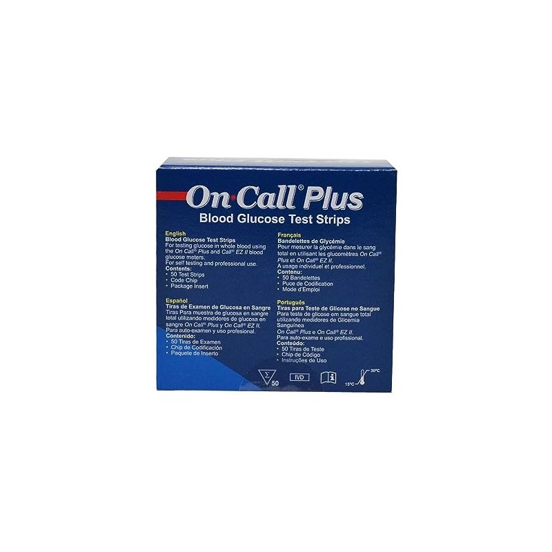 On call glucosa en la sangre tiras de prueba 50