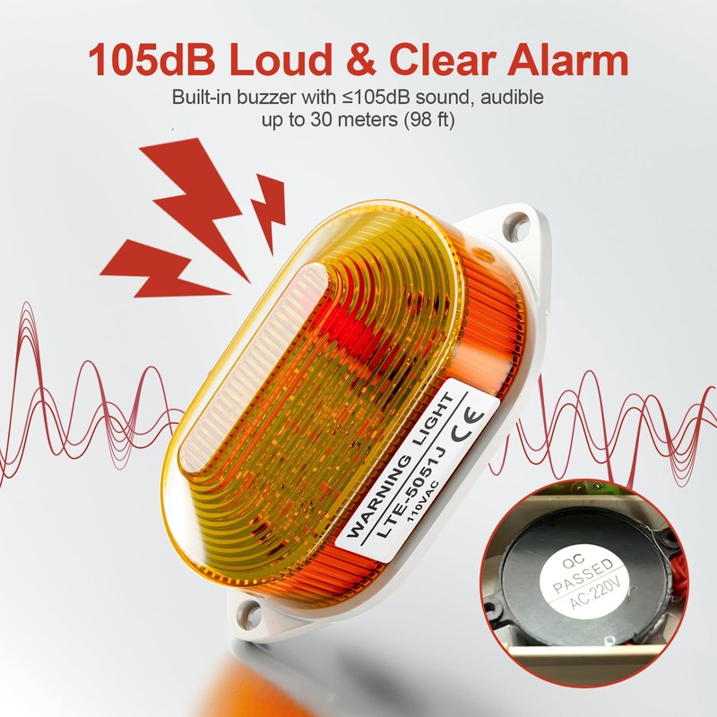 AC110V Strobe Siren Industrial Warning Light with Yellow LED and