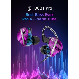CCZ DC01 pro in Ear Monitor Headphones Ultrastrong Bass Edition Gaming Earbuds with Professional V-Shape Tuning 4N OFC Cable for Musicians/Singers/Audiophiles (Without Mic, Purple)