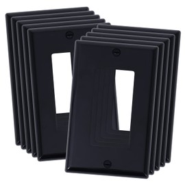 ThunderWay Decorative Wall Plates for Light Switches and Outlets, Glossy Finish, 1-Gang PC Polycarbonate Thermoplastic, UL Listed (Standard, Black) (10-Pack)