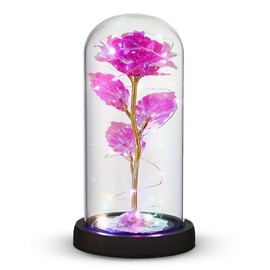 Premium Gifts for Mom from Daughter, Son, Kids - Galaxy Rose Flower Gifts for Women | Valentines Rose Flowers Birthday Gifts For Women | Glass Rose Light up Flowers | Enchanted Rose Flower Gift - Pink