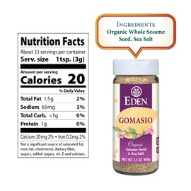 Eden Organic Gomasio, Sesame Seeds and Sea Salt, Umami, Traditional, Furikake, Seasoning, Macrobiotic, 3.5 oz (2-Pack)