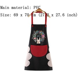 FAIRYGATE Aprons for Women Cooking PVC Waterproof Apron Chefs Kitchen Bib Pinafore Wipe Clean With Pocket for Baking Grilling Household Cleaning Gardens Art Craft Professional A1813