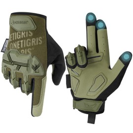 OneTigris Full Finger Gloves, Cycling Gloves Touch Screen Gloves Men Women for Outdoor Sports Cycling Motorcycle Motorbike Hiking, Ranger Green, XL