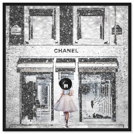 The Oliver Gal Artist Co. Fashion and Glam Framed Wall Art Canvas Prints 'Queen of The Store' Lifestyle Home Décor, 24" x 24", Gray, Pink