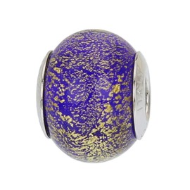 GlassOfVenice Murano Glass Sterling Silver Ca D'Oro Blue Charm Bead