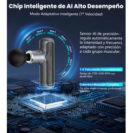 XXZU Mini Pistola de Masaje 4000mAh Massage Gun con 4 Cabezas 7 Velocidades, Pistola Masajeadora Muscular Portatil para Hombro Cuello Espalda y Piernas, Relajar Los Músculos Aliviar el Dolor, Gris