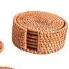 ROSSRORE Handwoven Natural Coasters Set - Boho Seashell & Rattan