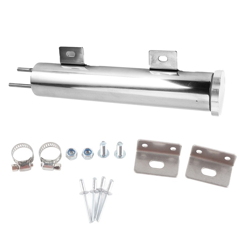 2x10in Stainless Steel Radiator Overflow Tank Recovery Bottle With Mounting