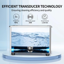 Granbo 1L Jewelry Cleaning Ultrasonic Machine 40kHz with Digital Timer and Degassing,110V Digital Ultrasonic Parts Cleaner for Denture Dental Oral Irrigator Parts Glasses and More