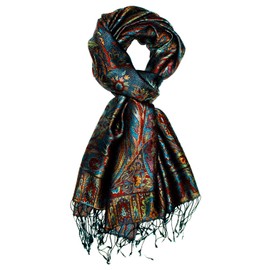 LORENZO CANA - Silk Pashmina Scarves 100% SILK PAISLEY - Brown - 200 cm x 70 cm - 78023
