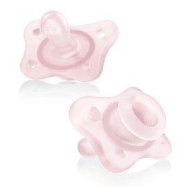 Chicco PhysioForma Mini chupete de una pieza 100% silicona suave para bebés de 0 a 2 meses, sin BPA y látex, estuche esterilizante reutilizable, color rosa, 2 unidades