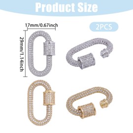 beinkmake 2PCS Necklace Clasp Rhinestone Oval Screw Carabiner Lock Charms Clasps Shortener Bracelet Keychain Necklace Sweater Pendant for Decoration Jewelry Crafts Making