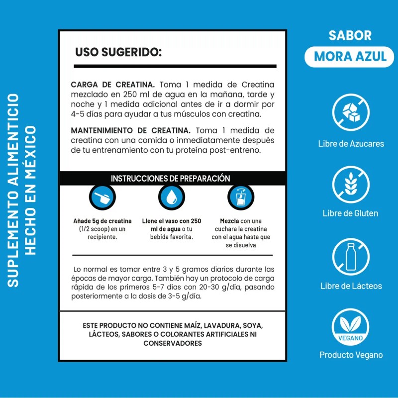 Creatina Monohidratada 250g D-mon Varios Sabores Mora Azul