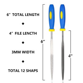 KALIM 2 Sets Carbon Steel File and Diamond File(Total 12pcs), Suitable for Metal, Wood, Jewelry, Model, DIY and Nearly All Uses, Packed in A Carry Bag
