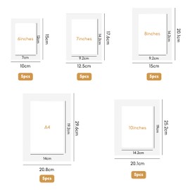 White Picture Mounts, 25pcs Photo Mounts Pictures Photos Frame Mount Mats Board Acid-Free Protective Photo Mount for Image Display Artworks Paintings (5 Sizes)