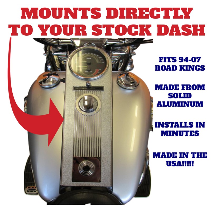 Kustom Cycle Parts Gloss Black Powdercoated Metal Dash Panel Console