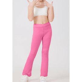 DANI CHINS Girls Athletic Bootcut Leggings Quick Dry Flared Compression Yoga Pants(Rose,7)