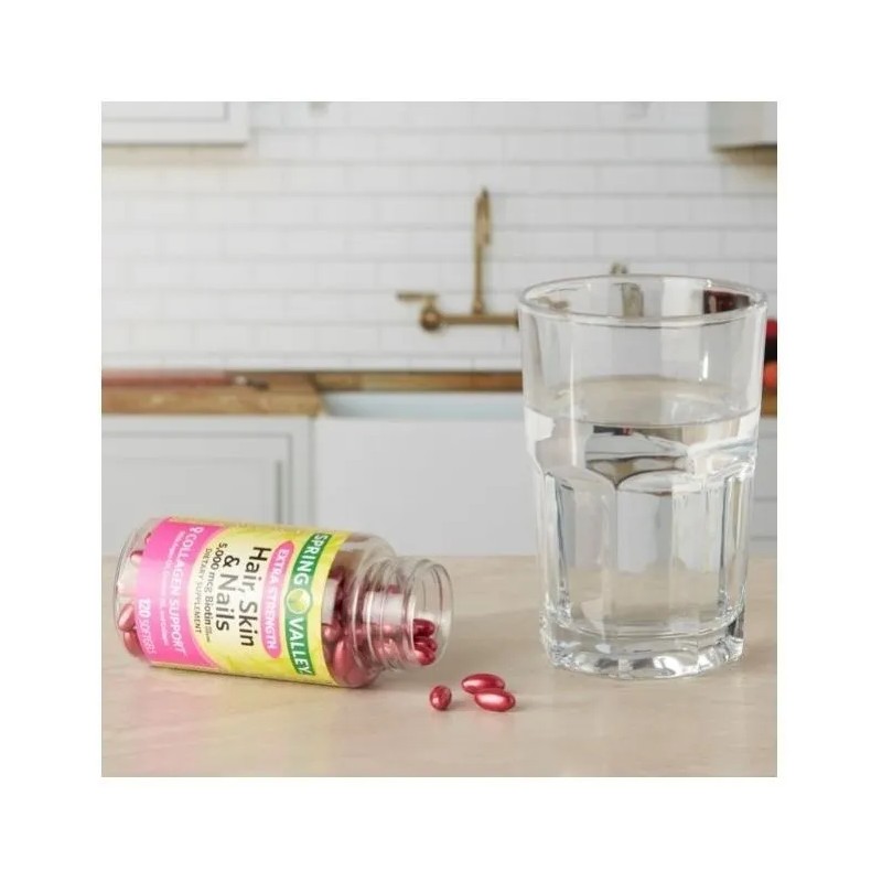 Hair Skin Nails 120 Softgels + 5,000 Mcg Biotin +