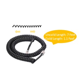 Vthahaby Coiled Wire 8Ft Uncoiled / 1.4Ft Coiled Landline Phone Handset Cable 4P4C Telephone Accessory Black (2)