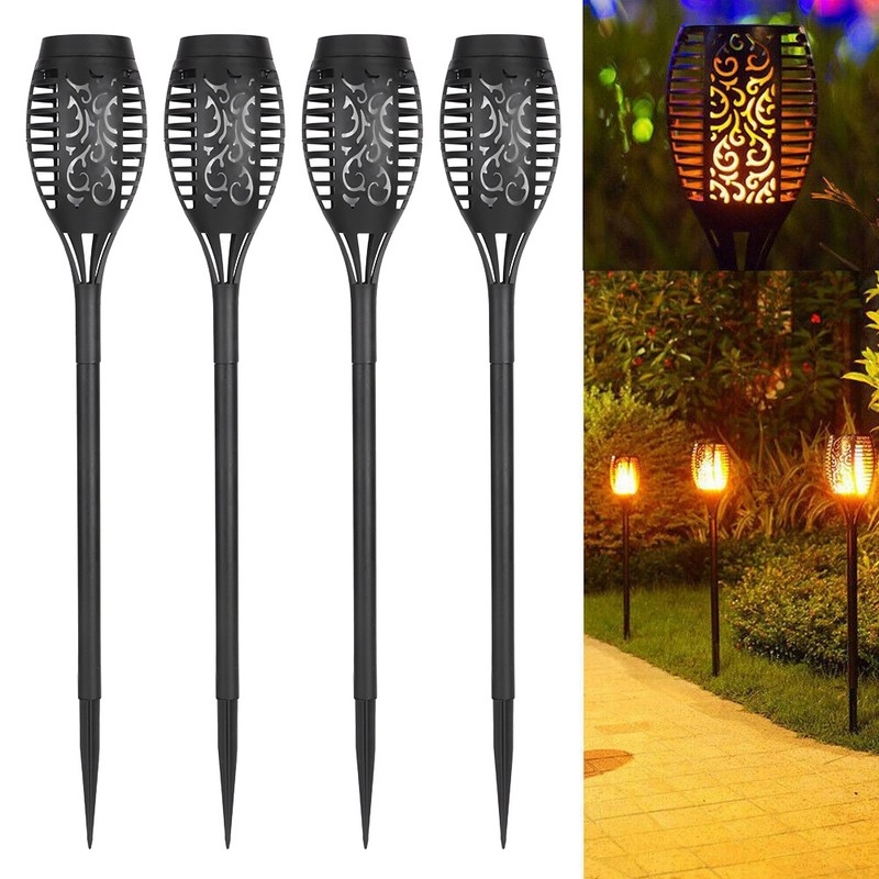 4PCS Solar Power Torch Shaped Flickering Flame Light Outdoor Garden