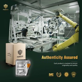 FEBERG [OE Style Anti-Yellowing Headlights for 2011-2016 Ford F-250 F-350 F-450 F-550 Super Duty Headlamp Replacement Chrome Housing Amber Reflector Passenger and Driver Side