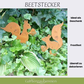 Garden Stake Squirrel Figurine Set of 2 to Plug in Rust Look 18 cm for Garden Decoration