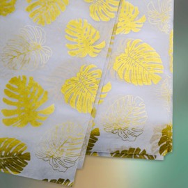 Hi Sasara 30 Sheets 28 x 20 inch Gold Tropical Tissue Paper Bulk, White with Gold Tropical Pattern for Gift Bags and Parties