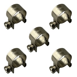 Pack of 5 Stainless Steel Mini Fuel Line Hose Clip Petrol Pipe Clamps Silver (14-16mm)