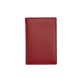 Josephine Osthoff Men's Leather ID Holder, Passport Case, Portrait Format, Women's Large ID Pocket, RFID Protection, Slim Wallet with Note Compartment (942), red