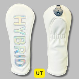 【Lettering Lines】Golf Headcover, Hologram Lettering, Waterproof, Driver Fairway Hybrid (UT), White, (For Aurora (Hologram), HB (Utility)