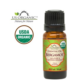 US Organic 100% Pure Bergamot Essential Oil, USDA Certified Organic, Cold Pressed, with Euro droppers (More Size Variations Available) (10 ml / .33 fl oz)
