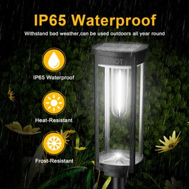 ALFIOT Solar Pathway Lights Outdoor Solar Lights Outdoor, IP65 Waterproof Auto On/Off Solar Garden Lights Solar Powered Landscape Lighting for Yard Walkway Driveway Pathway (Cool White, 2pack)