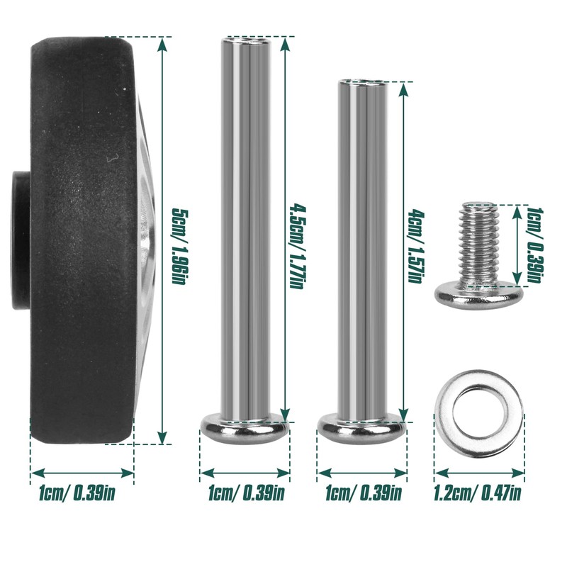 Zoofen 8 Pcs Luggage Replacement Wheels 50 x 12mm Double