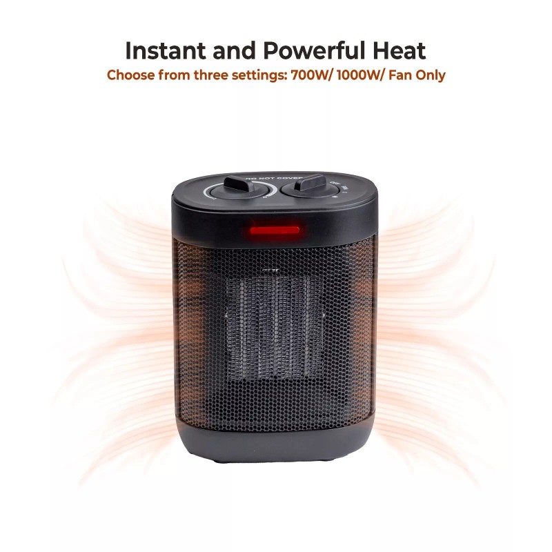 Comfort Zone Desktop Space Heater with Adjustable Thermostat & Tip-Over