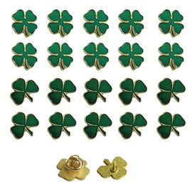 20 Pcs St. Patrick's Day Clover Lapel Pins, Shamrock Brooches Lapel Pins, Ireland Enamel Lapel Pin Jewelry Gift for Women Men Girls, Metal, alloy