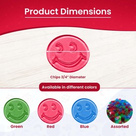 MR CHIPS Bingo Chips 3/4" Size 100 Counting in Red Color Smiley Face Design Versatile for Classroom Activities & Board Games