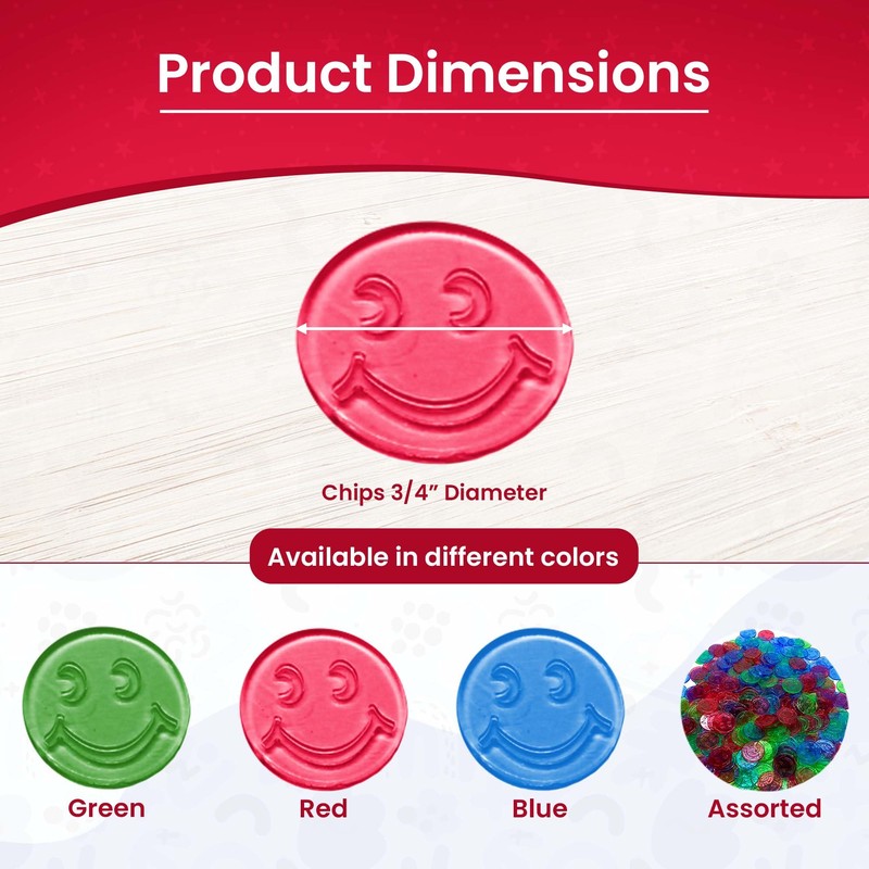 MR CHIPS Bingo Chips 3/4" Size 100 Counting in Red