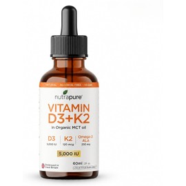 Vitamin D3 5,000 IU & K2 MK-7 Liquid Supplement with Omega-3 | Supports Immune System, Bones & Muscles | 60ml | 60 Servings | Vegan & Alcohol-Free | in MCT Oil | Made in the UK