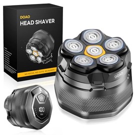 DOAO Men's Head Shaver, 6D Flexible Razor for Bald Men, Wet/Dry Electric Razor, Rotary Shaver with LED Display, USB-C Port, Travel Lock (A6-Plus)