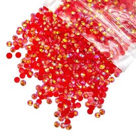qiipii 5300PCS 3mm Red AB Resin Rhinestones Bulk Dark Red AB Flatback Jelly Resin Stones Pack SS10 Non-Hotfix Diamonds Crystals Gems Charms for Nails Face Eyes Makeup Mugs Tumblers DIY Crafts Shoes