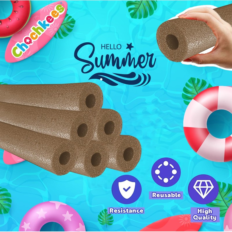 Chochkees Brown Pool Noodles Swimming Hollow Core Foam Tube, Floating